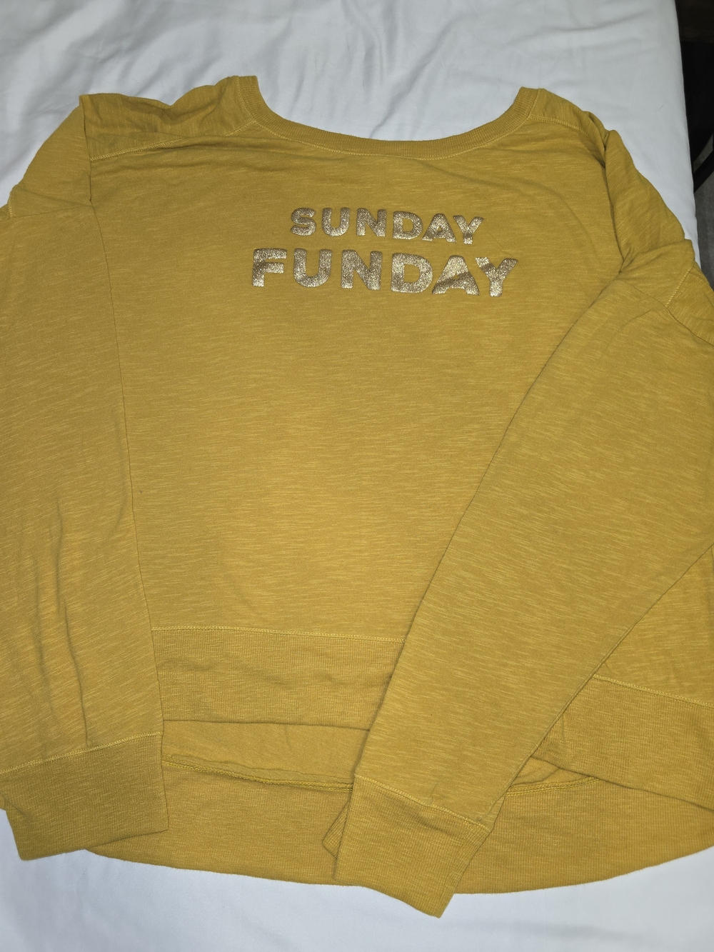 💖 5 For $20 💖 Women's Mustard Yellow 'Sunday Funday' Long Sleeve Top